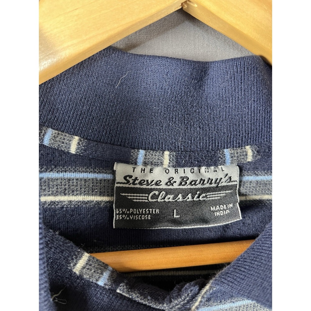 Steve & Barry's Classic Polo Shirt Men's L Navy Pattern Short Sleeve Retro - Picture 2 of 5